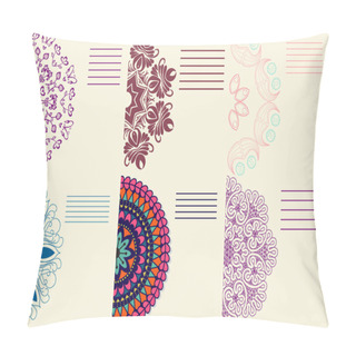 Personality  Set Of Colored Ornaments. Mandala. Doily Lace, Circle Background Pillow Covers