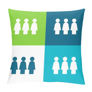 Personality  Activism Flat Four Color Minimal Icon Set Pillow Covers