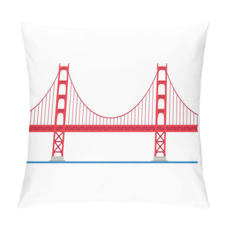 Personality  Golden Gate Bridge, San Francisco, USA. Isolated On White Background Vector Illustration. Pillow Covers