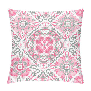 Personality  Luxury Oriental Tile Seamless Pattern. Colorful Floral Patchwork Background. Mandala Boho Chic Style. Rich Flower Ornament. Hexagon Design Elements. Portuguese Moroccan Motif. Unusual Flourish Print. Pillow Covers