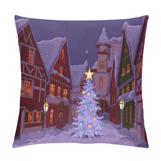 Personality  Christmas Night At Town Pillow Covers