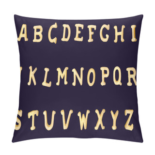 Personality  Latin Alphabet Cereal Products Isolated On A Black Background Pillow Covers