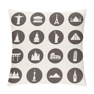 Personality  Travel Landmarks Icon Set Pillow Covers