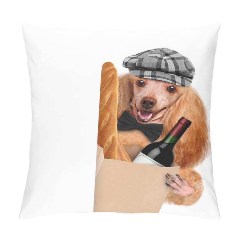 Personality  Dog With A Bottle Of Wine On A White Background Pillow Covers