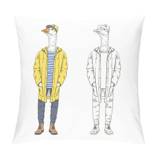 Personality  Goose Dressed Up In Yellow Raincoat Pillow Covers