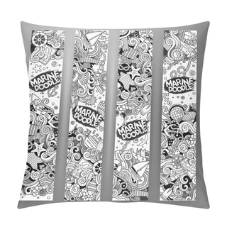 Personality  Cartoon Line Art Vector Marine Nautical Banners Pillow Covers