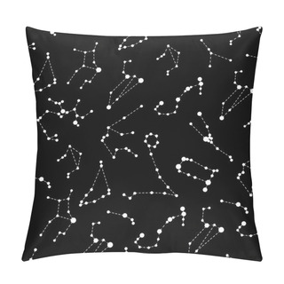 Personality  Vector.  Astronomy Different Constellations  On A Black Background Pillow Covers