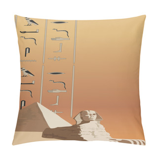 Personality  Sphinx And Hieroglyphs Pillow Covers