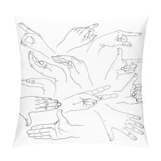 Personality  Graphic Collection Of Hands  Pillow Covers