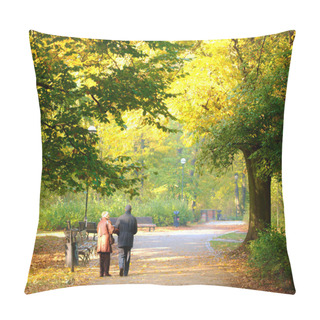 Personality  Senior Couple In The Park Pillow Covers