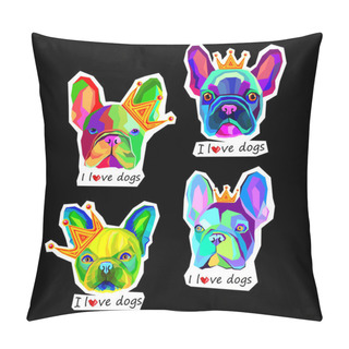 Personality  Dog Vector Breed Cute Pet Animal Bulldog French Pillow Covers