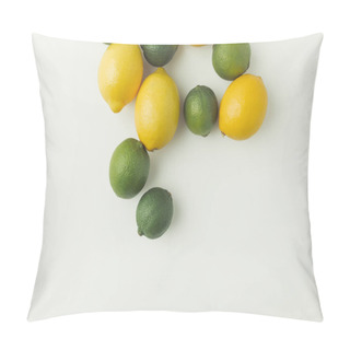 Personality  Green Limes And Lemons Isolated On White Background Pillow Covers