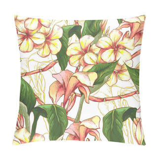 Personality  Tropical Seamless Pattern With Exotic Flowers. Pillow Covers