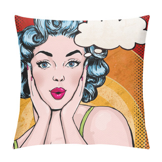 Personality  Pop Art Illustration Of Woman With The Speech Bubble.Pop Art Girl. Party Invitation. Birthday Greeting Card. Pillow Covers