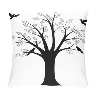 Personality  Tree Silhouette And Bird Pillow Covers