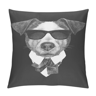 Personality  Portrait Of Jack Russell Dog In Suit Pillow Covers