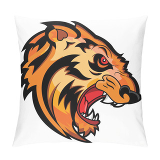 Personality  Angry Tiger Face Mascot Vector Tattoo Pillow Covers