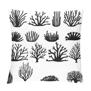 Personality  Hand Drawn Corals Isolated On White. Silhouette Icons. Pillow Covers