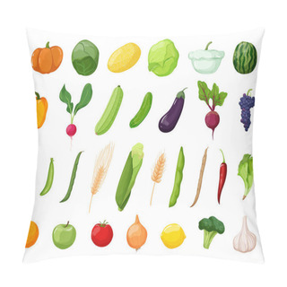 Personality  Vector Detailed Vegetables And Fruits. Food Illustrations In Modern Style. Pillow Covers
