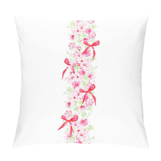 Personality  Celebration Garland With Magnolias, Roses And Bows Seamless Vect Pillow Covers