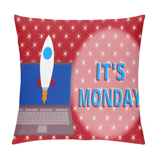 Personality  Word Writing Text It S Monday. Business Photo Showcasing Welcoming The First Day Of The Week With Positive Outlook Launching Rocket Up Laptop . Startup Project. Developing Goal Objectives Pillow Covers