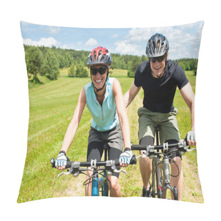 Personality  Sport Mountain Biking - Man Pushing Young Girl Pillow Covers