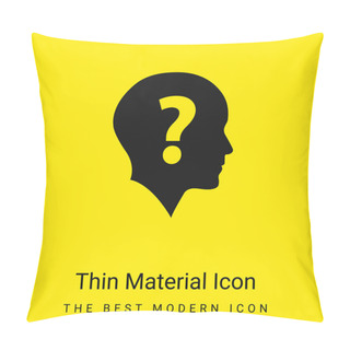 Personality  Bald Head With Question Mark Minimal Bright Yellow Material Icon Pillow Covers