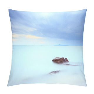 Personality  Seascape Sunset With Fantastic Rock Surface,Long Exposure Pillow Covers