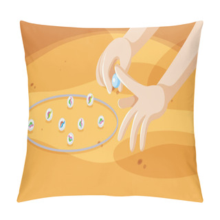 Personality  Flicking Hand And Marbles Illustration Pillow Covers
