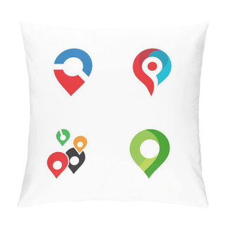 Personality  Location Point Logo Vector Template Pillow Covers