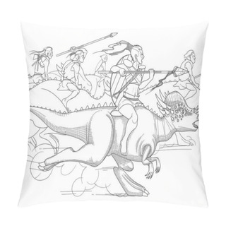 Personality  Pachycephalosaurus Rider Warriors Go On An Attack. Pillow Covers