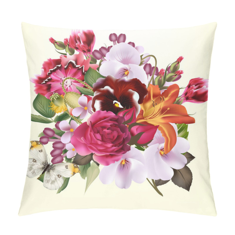 Personality  Fashion floral background with colorful spring flowers pillow covers