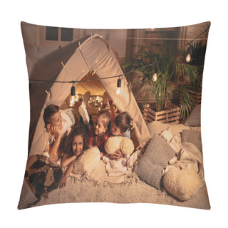 Personality  Multiethnic Children Resting In Tent Pillow Covers