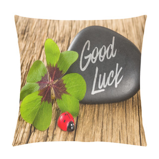 Personality  A Stone With A Four-leafed Clover Ans A Ladybug Pillow Covers