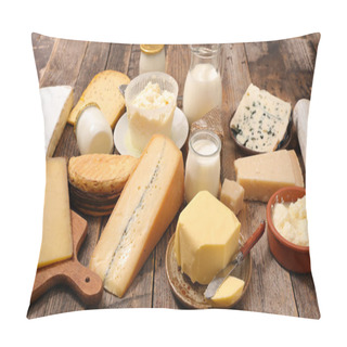 Personality  Close Up View Of Food Composition With Assorted Dairy Product Pillow Covers