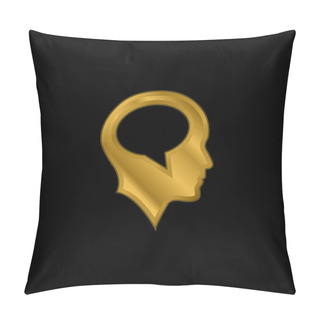 Personality  Bald Head With Speech Bubble Inside Gold Plated Metalic Icon Or Logo Vector Pillow Covers
