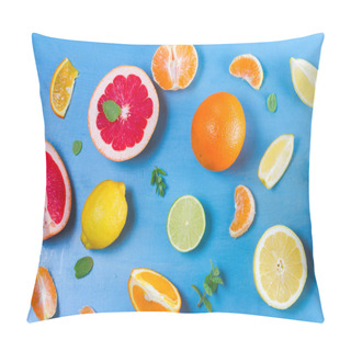 Personality  Citrus Pattern On Blue Pillow Covers