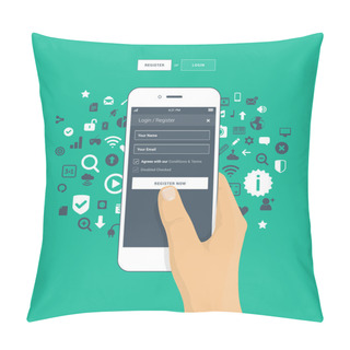 Personality  Login, Register Screen On Mobile Phone Pillow Covers