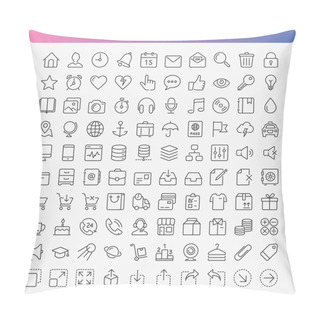 Personality  100 Thin Line Icons For Web And Mobile Pillow Covers