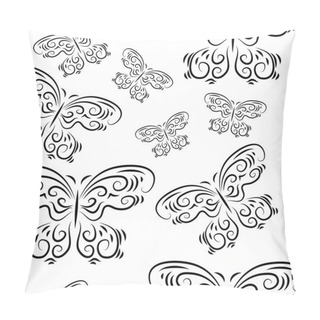 Personality  Seamless Background With Beautiful Butterflies Pillow Covers