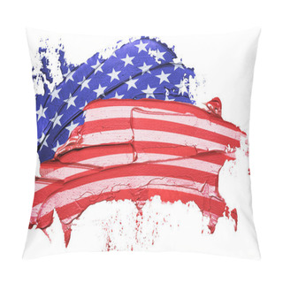 Personality  USA Flag Textured Oil Paint Brush Stroke, Isolated On White Background. Pillow Covers