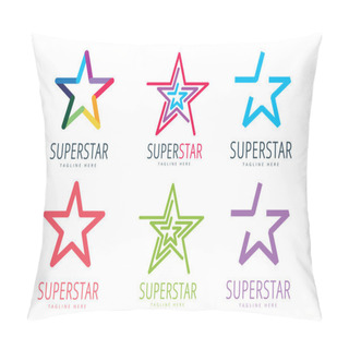 Personality  Star Vector Logo Icon Template Set. Leader, Boss, Winner, Rank Or Ranking Pillow Covers