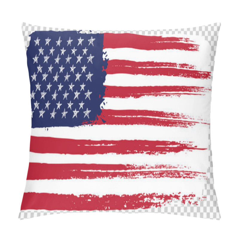 Personality  National American flag, transparent background. Brush stroke grunge dirty flag of USA. pillow covers