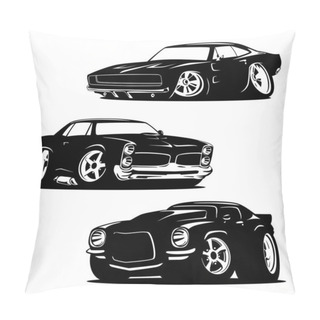 Personality  Muscle Cars Cartoons Silhouette Set Isolated Vector Illustration Pillow Covers
