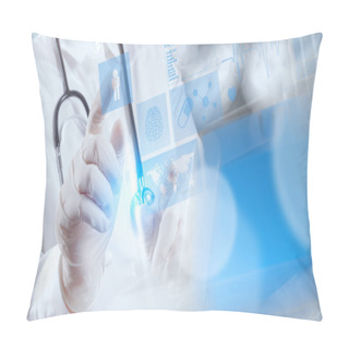 Personality  Medicine Doctor Hand Working With Modern Computer Interface As C Pillow Covers