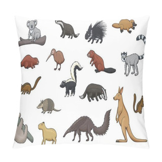 Personality  Wild Animal Cartoon Icons Of Zoo And Wildlife Pillow Covers