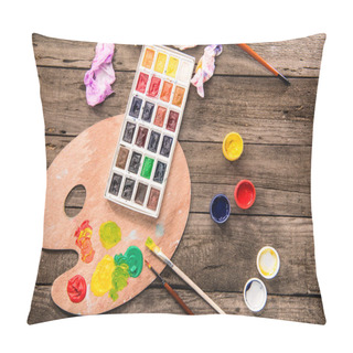 Personality  Paints And Palette On Table Pillow Covers