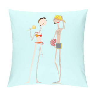 Personality  Young Lovers On The Beach Pillow Covers