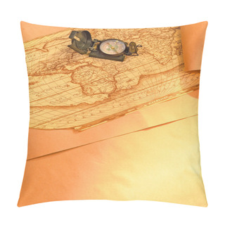 Personality  Compass On World Map Pillow Covers