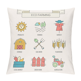Personality  Eco Farming Icons Pillow Covers